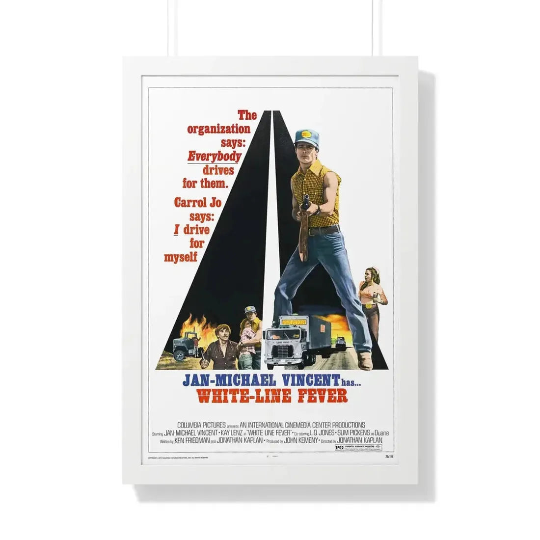 WHITE LINE FEVER 1975 - Framed Movie Poster 20" x 30" White - The Sticker Space