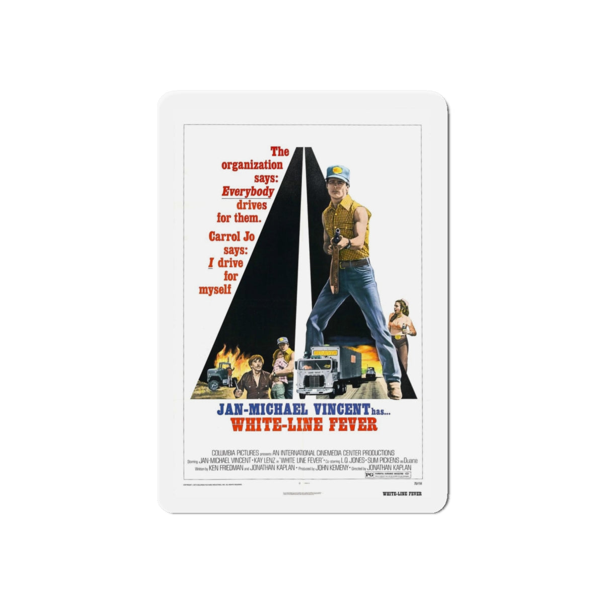 WHITE LINE FEVER 1975 Movie Poster - Refrigerator Magnet-6 × 6"-The Sticker Space