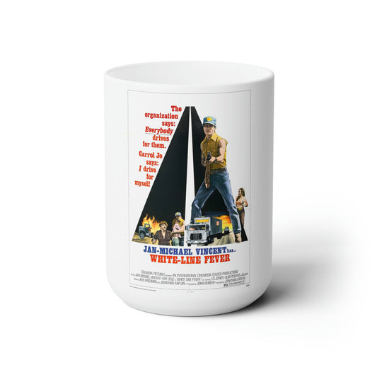 WHITE LINE FEVER 1975 Movie Poster - White Coffee Cup 15oz-15oz-The Sticker Space