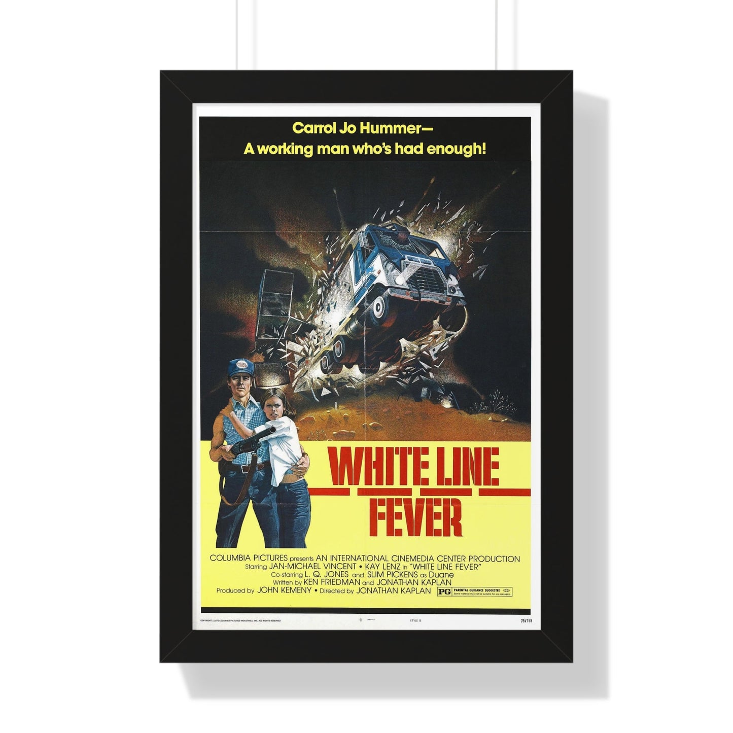 WHITE LINE FEVER (2) 1975 - Framed Movie Poster-16″ x 24″-The Sticker Space