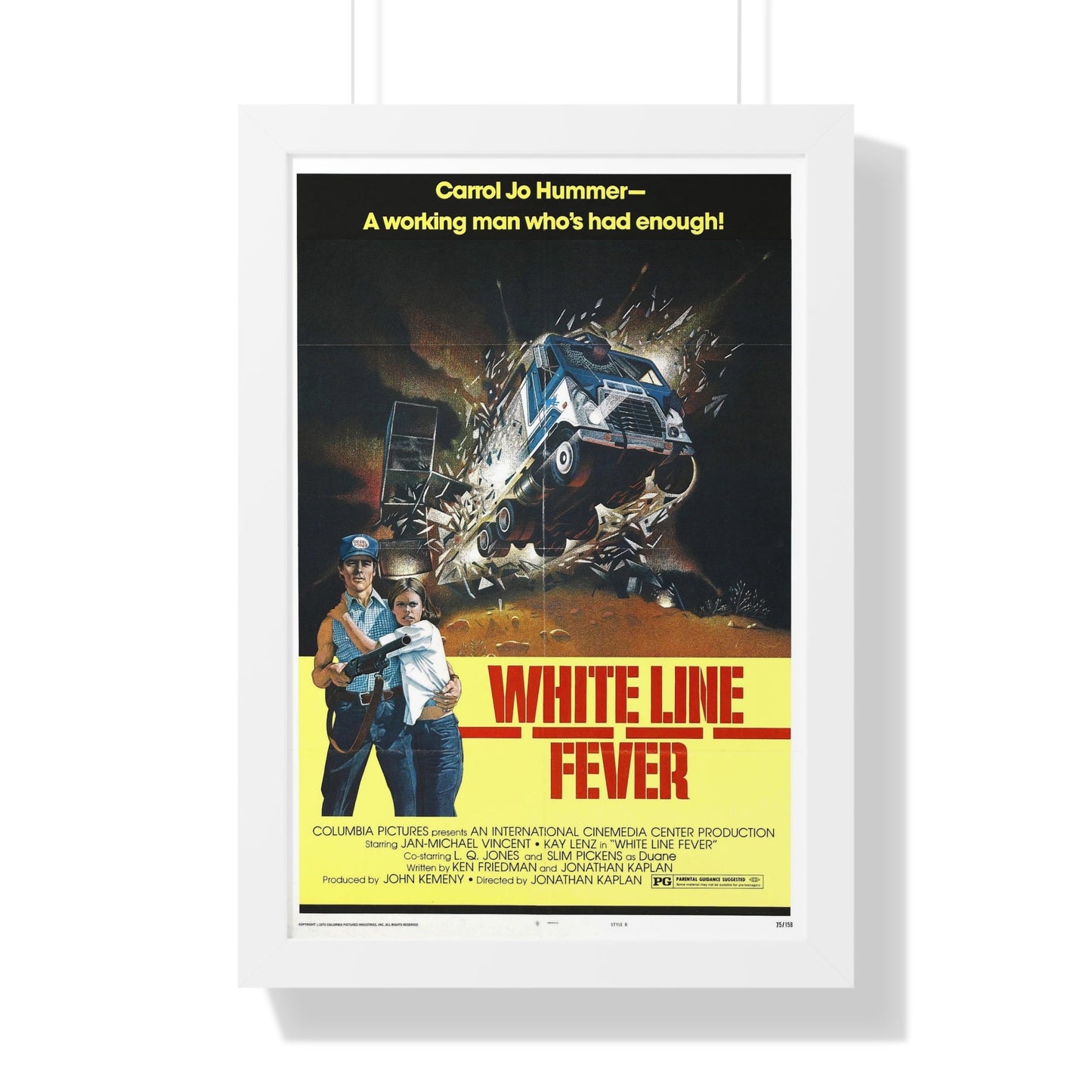 WHITE LINE FEVER (2) 1975 - Framed Movie Poster-16″ x 24″-The Sticker Space