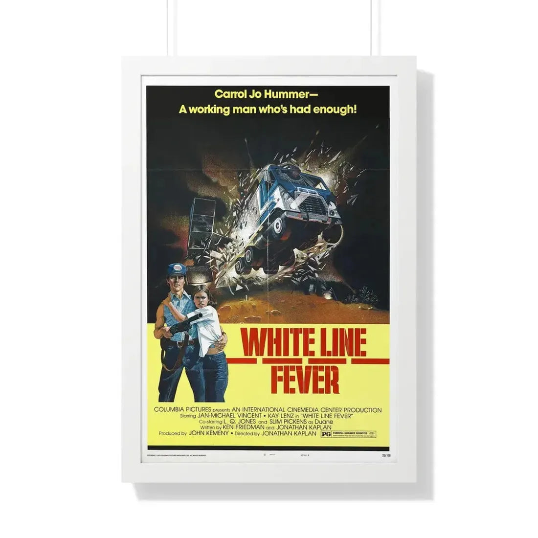 WHITE LINE FEVER (2) 1975 - Framed Movie Poster 20" x 30" White - The Sticker Space