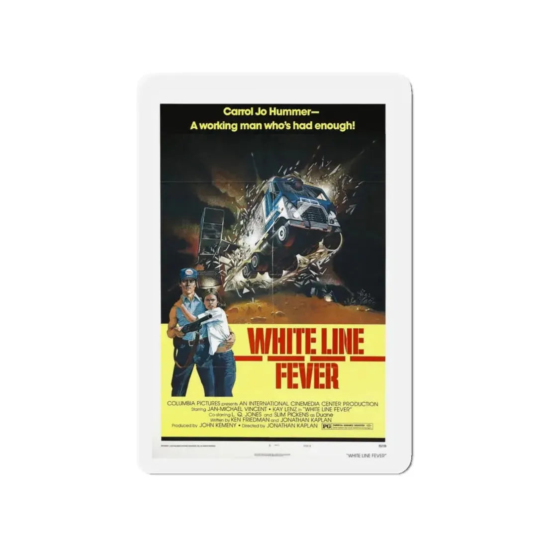 WHITE LINE FEVER (2) 1975 Movie Poster - Refrigerator Magnet 3 Inch - The Sticker Space