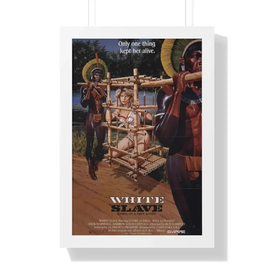 WHITE SLAVE (CANNIBAL HOLOCAUST 2) 1985 - Framed Movie Poster 16″ x 24″ White - The Sticker Space