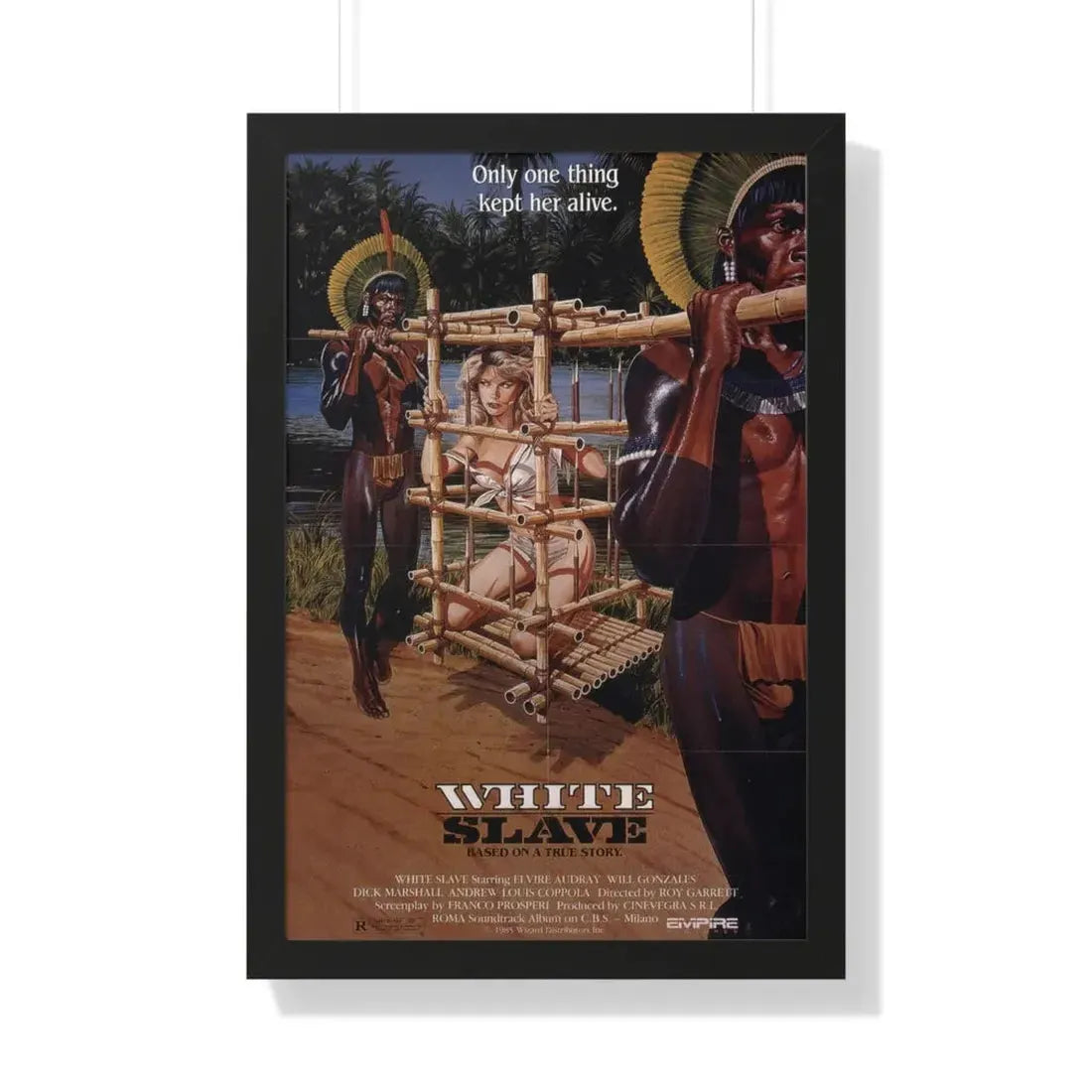 WHITE SLAVE (CANNIBAL HOLOCAUST 2) 1985 - Framed Movie Poster 20" x 30" Black - The Sticker Space