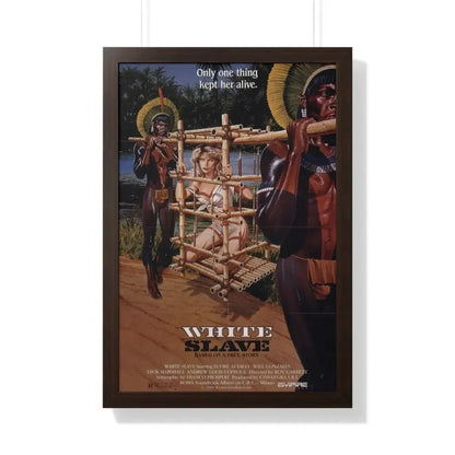 WHITE SLAVE (CANNIBAL HOLOCAUST 2) 1985 - Framed Movie Poster 20" x 30" Walnut - The Sticker Space