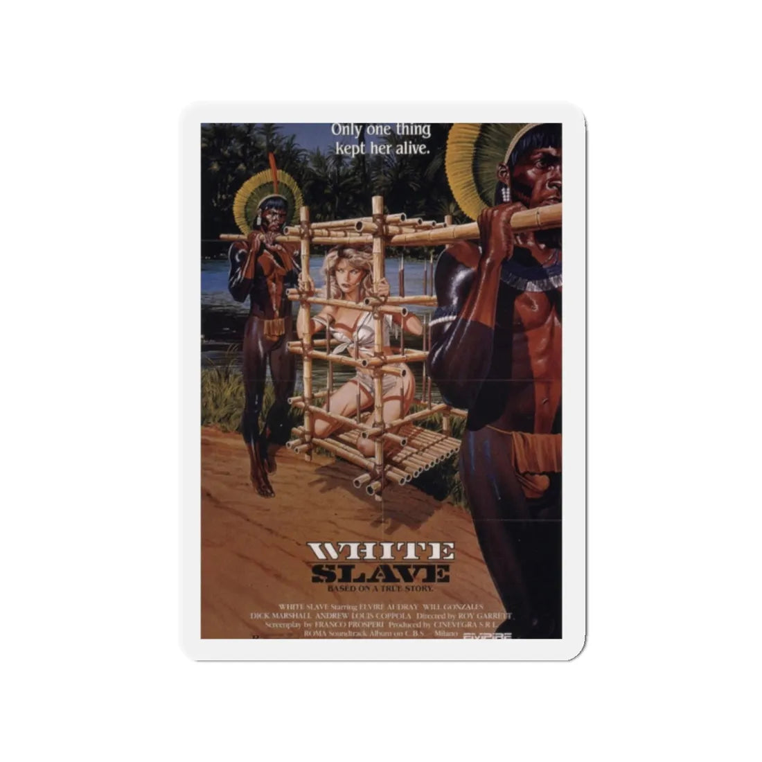 WHITE SLAVE (CANNIBAL HOLOCAUST 2) 1985 Movie Poster - Refrigerator Magnet 2 Inch - The Sticker Space