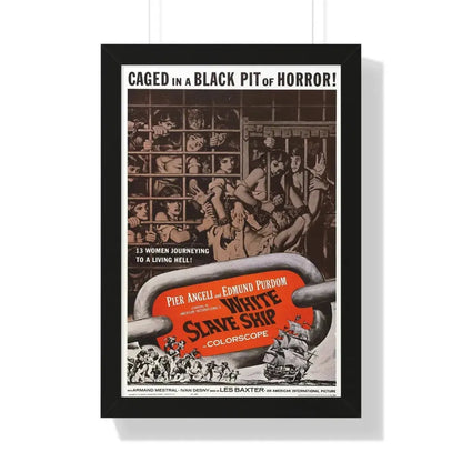 WHITE SLAVE SHIP 1961 - Framed Movie Poster 16″ x 24″ Black - The Sticker Space
