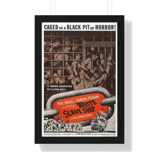 WHITE SLAVE SHIP 1961 - Framed Movie Poster 16″ x 24″ Black - The Sticker Space