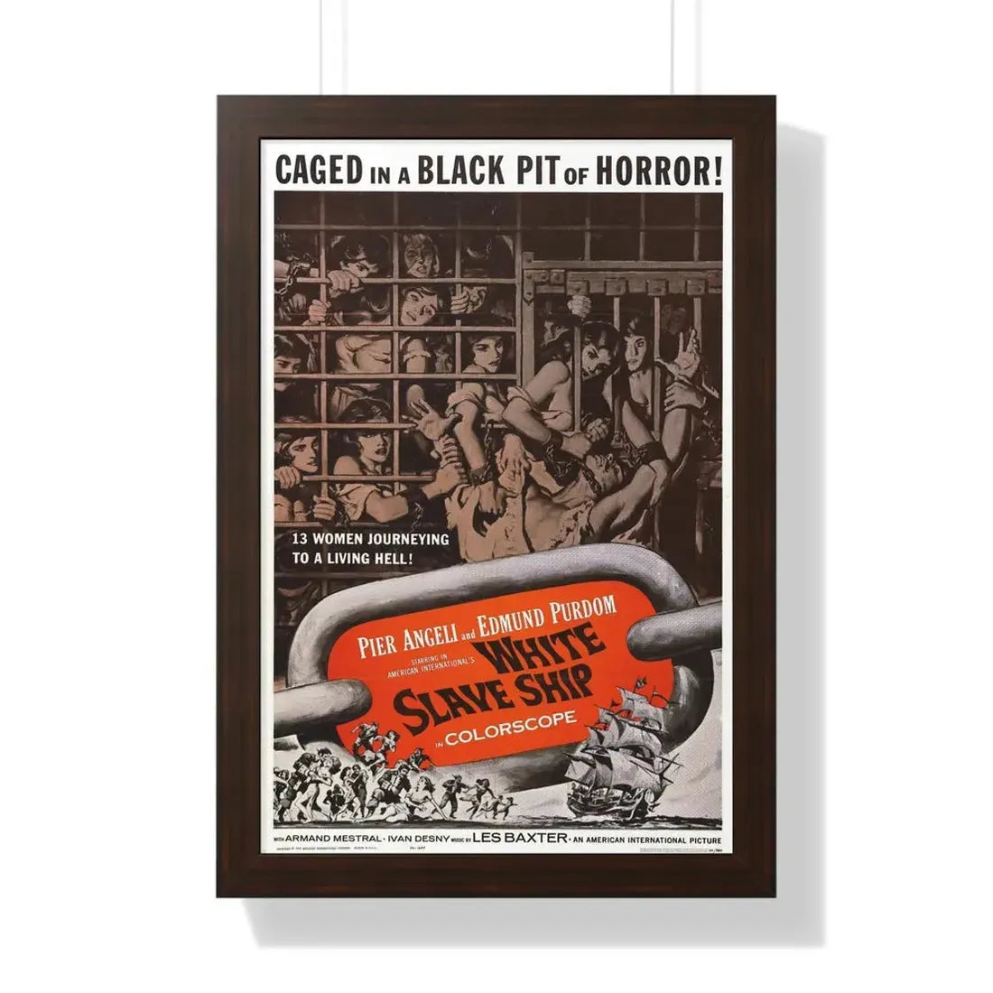 WHITE SLAVE SHIP 1961 - Framed Movie Poster 16″ x 24″ Walnut - The Sticker Space