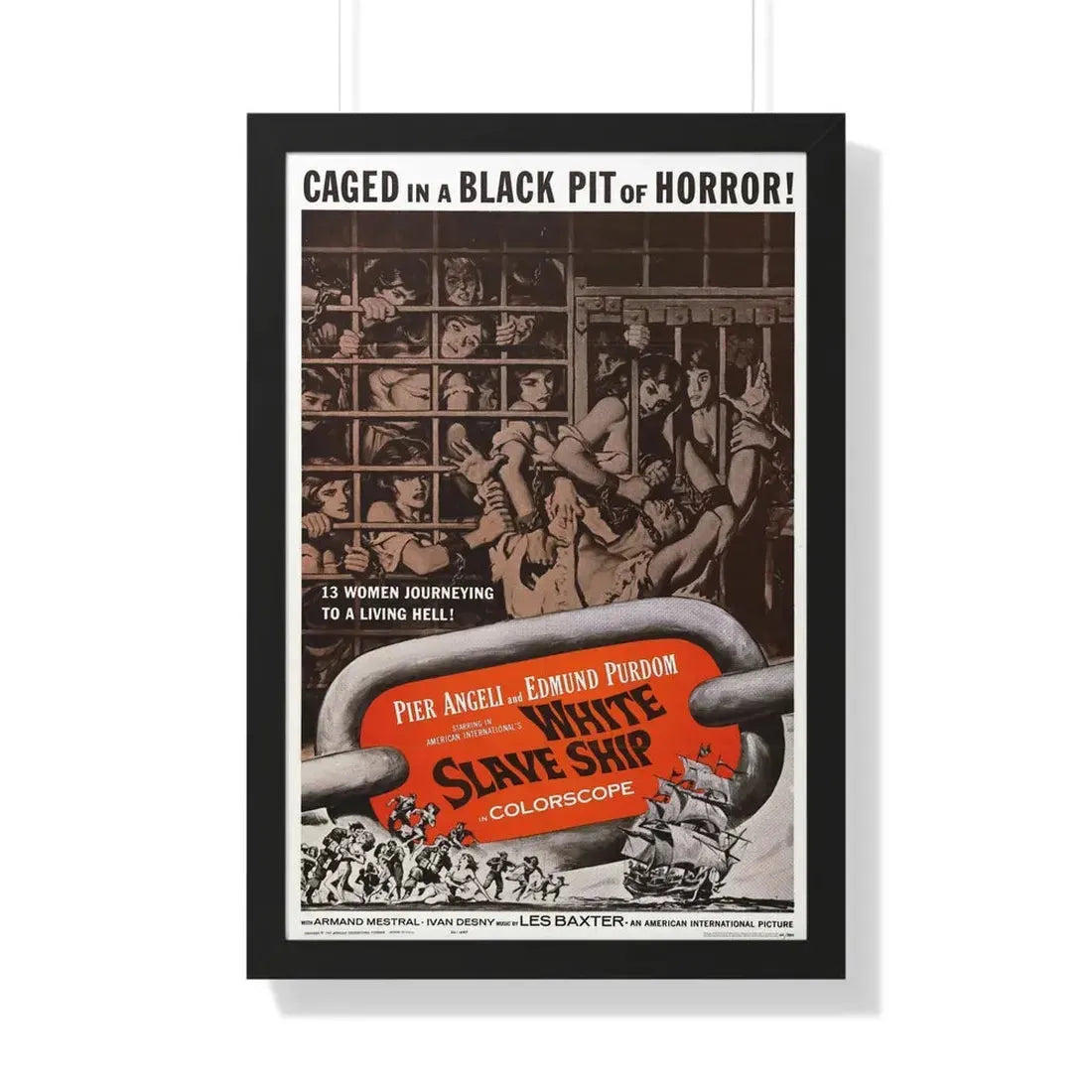 WHITE SLAVE SHIP 1961 - Framed Movie Poster 20" x 30" Black - The Sticker Space