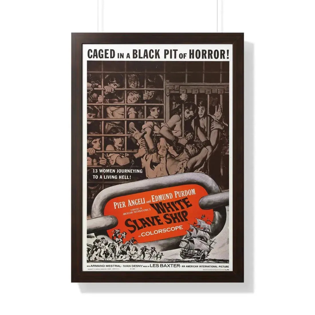 WHITE SLAVE SHIP 1961 - Framed Movie Poster 20" x 30" Walnut - The Sticker Space