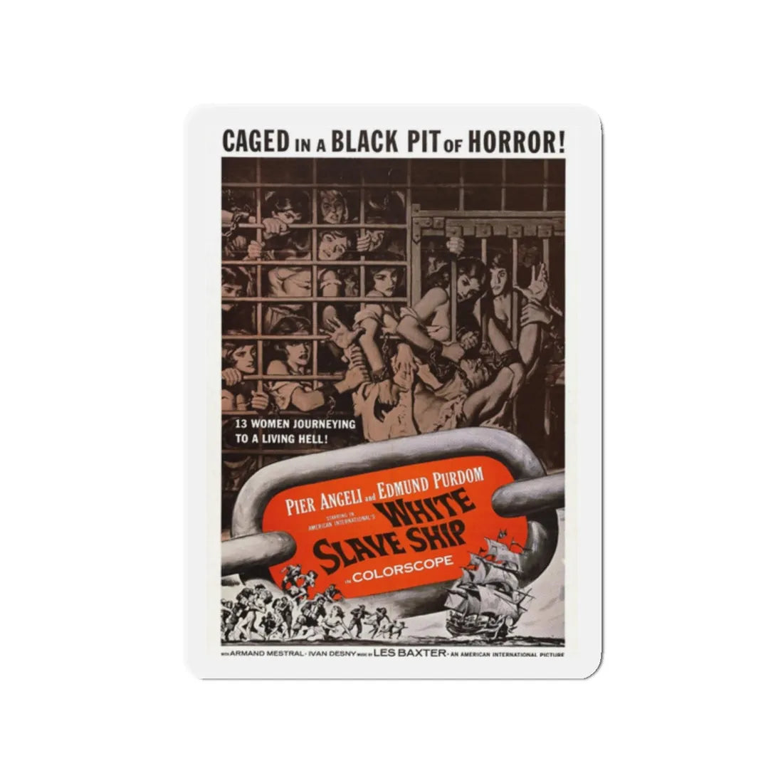 WHITE SLAVE SHIP 1961 Movie Poster - Refrigerator Magnet 2 Inch - The Sticker Space