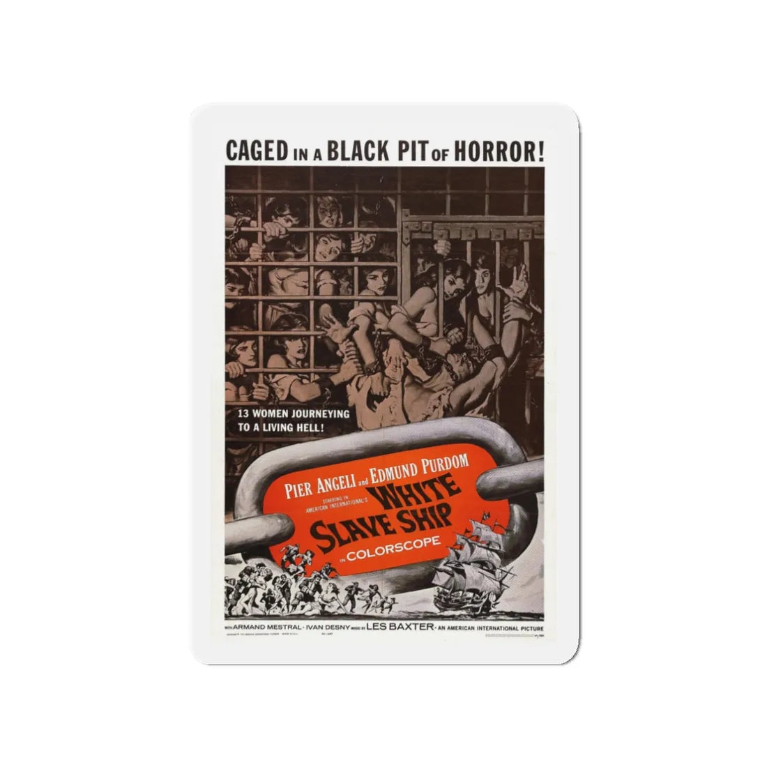 WHITE SLAVE SHIP 1961 Movie Poster - Refrigerator Magnet 3 Inch - The Sticker Space