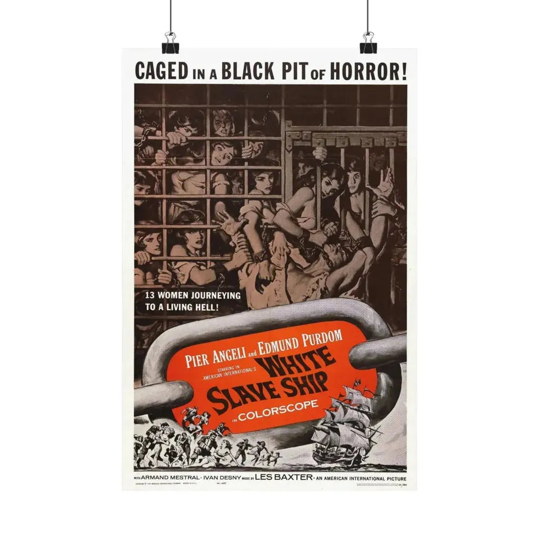 WHITE SLAVE SHIP 1961 - Paper Movie Poster 12″ x 18″ Matte - The Sticker Space