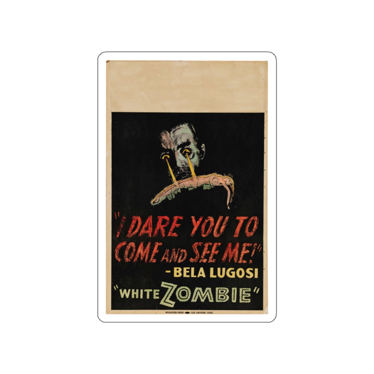 WHITE ZOMBIE (2) 1932 Movie Poster STICKER Vinyl Die-Cut Decal-White-The Sticker Space