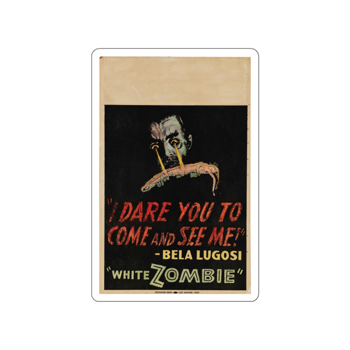WHITE ZOMBIE (2) 1932 Movie Poster STICKER Vinyl Die-Cut Decal-White-The Sticker Space