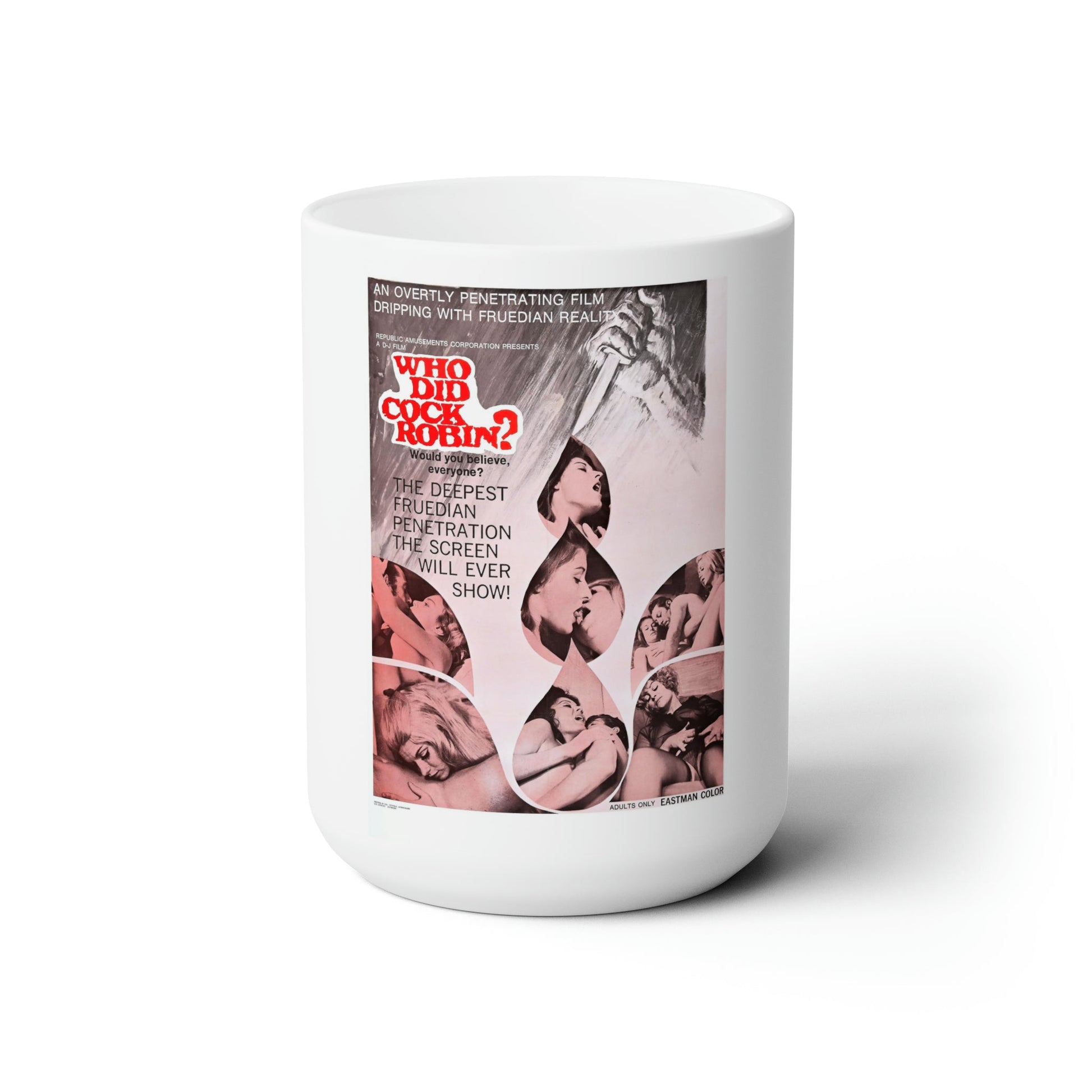 WHO DID COCK ROBIN 1970 Movie Poster - White Coffee Cup 15oz-15oz-The Sticker Space