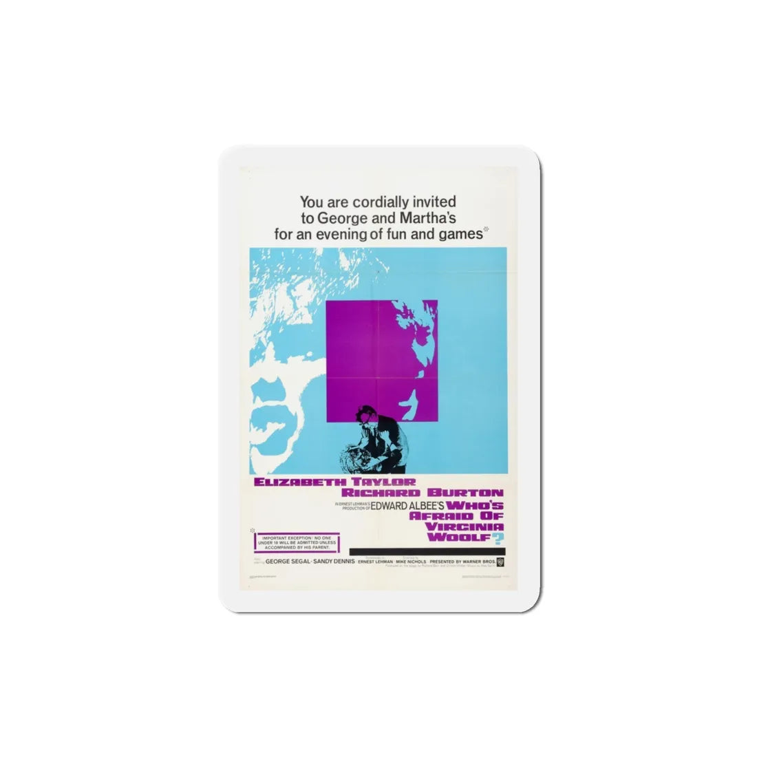 Who's Afraid of Virginia Woolf 1966 Movie Poster Refrigerator Magnet 3 Inch - The Sticker Space