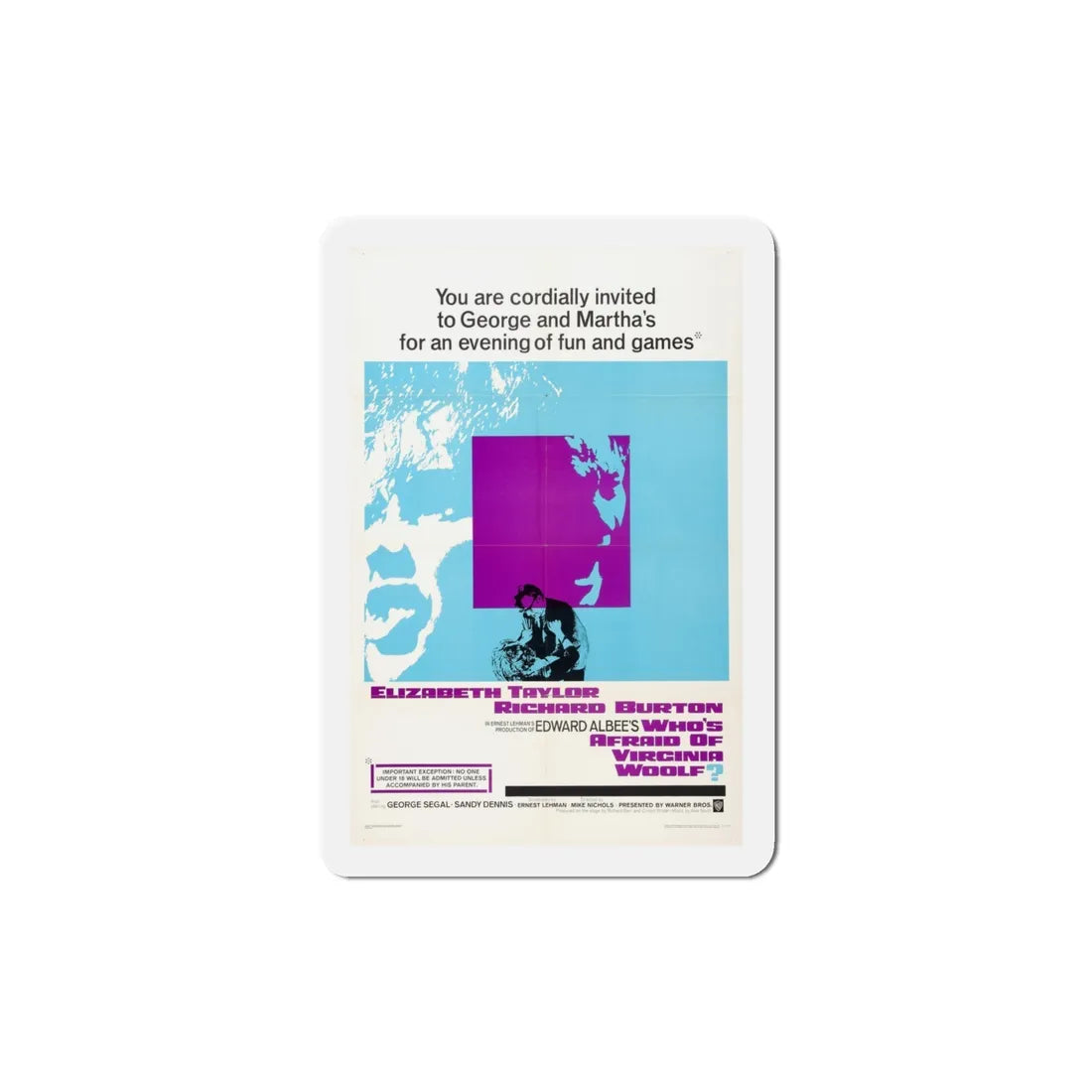 Who's Afraid of Virginia Woolf 1966 Movie Poster Refrigerator Magnet 4 Inch - The Sticker Space