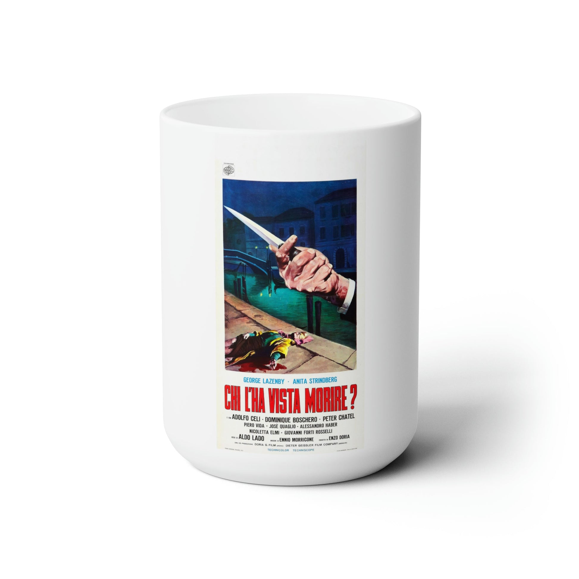 WHO SAW HER DIE (ITALIAN) 1972 Movie Poster - White Coffee Cup 15oz-15oz-The Sticker Space
