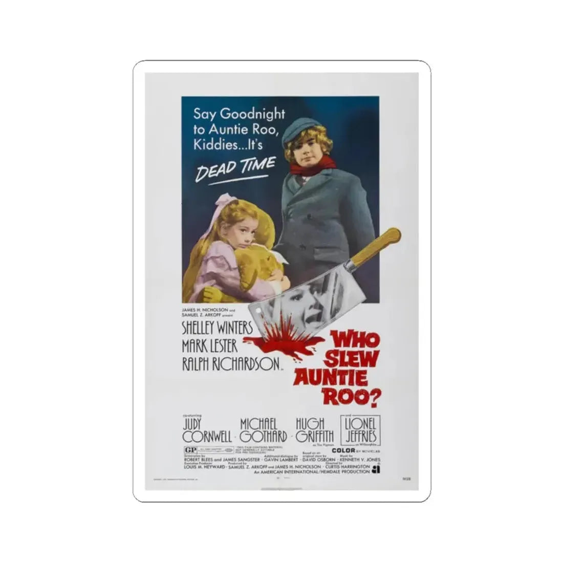 WHO SLEW AUNTIE ROO 1971 Movie Poster - STICKER Vinyl Kiss-Cut Decal 2 Inch White - The Sticker Space