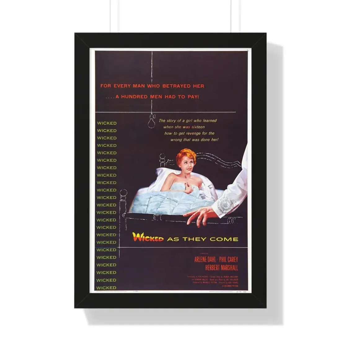 WICKED AS THEY COME 1956 - Framed Movie Poster 16″ x 24″ Black - The Sticker Space
