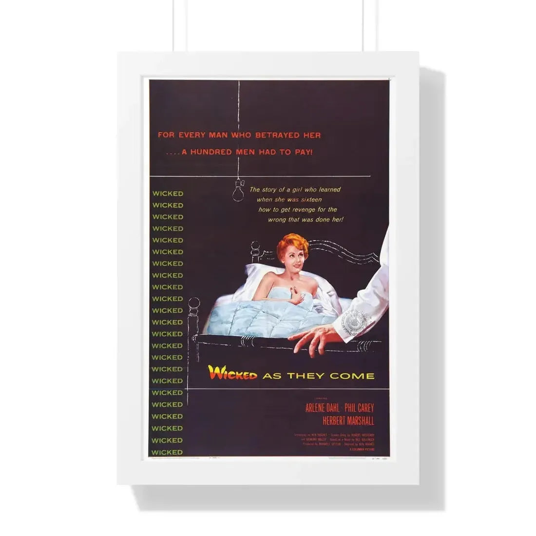 WICKED AS THEY COME 1956 - Framed Movie Poster 16″ x 24″ White - The Sticker Space
