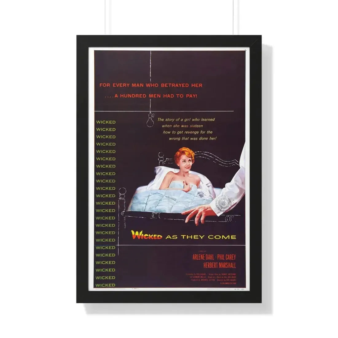 WICKED AS THEY COME 1956 - Framed Movie Poster 20" x 30" Black - The Sticker Space