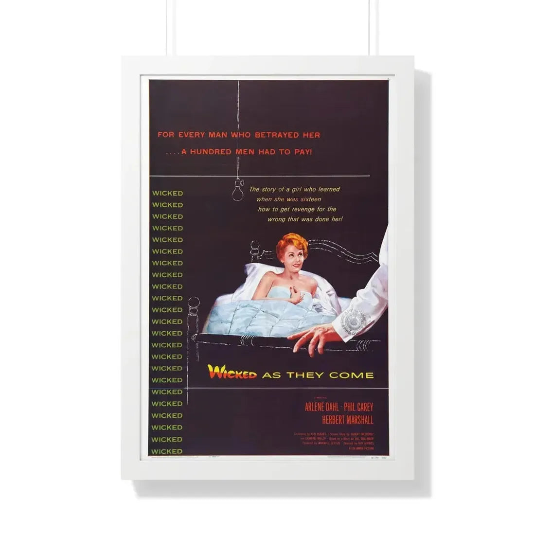 WICKED AS THEY COME 1956 - Framed Movie Poster 20" x 30" White - The Sticker Space