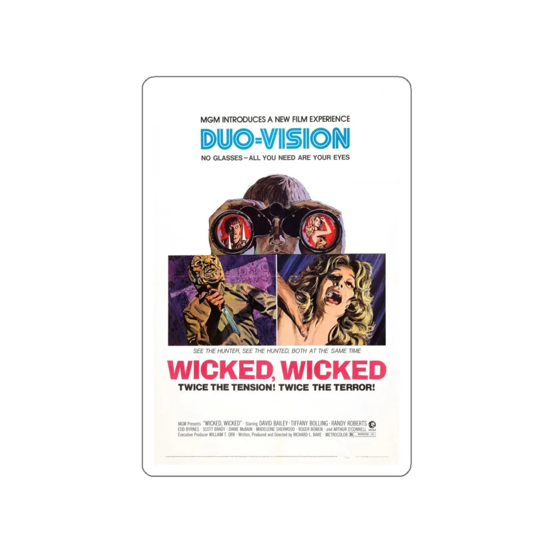 WICKED WICKED 1973 Movie Poster STICKER Vinyl Die-Cut Decal 6 Inch - The Sticker Space