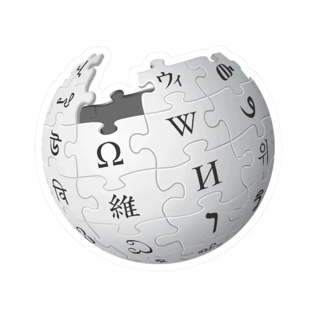 Wikipedia (Logo) STICKER Vinyl Kiss-Cut Decal 2 Inch White - The Sticker Space