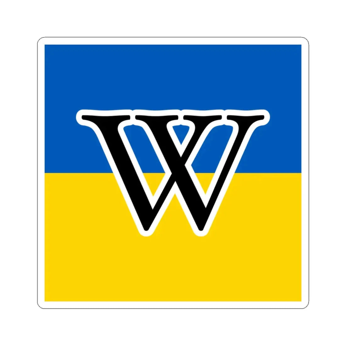 Wikipedias W in Ukraine colors (Ukraine) STICKER Vinyl Kiss-Cut Decal 4 Inch White - The Sticker Space