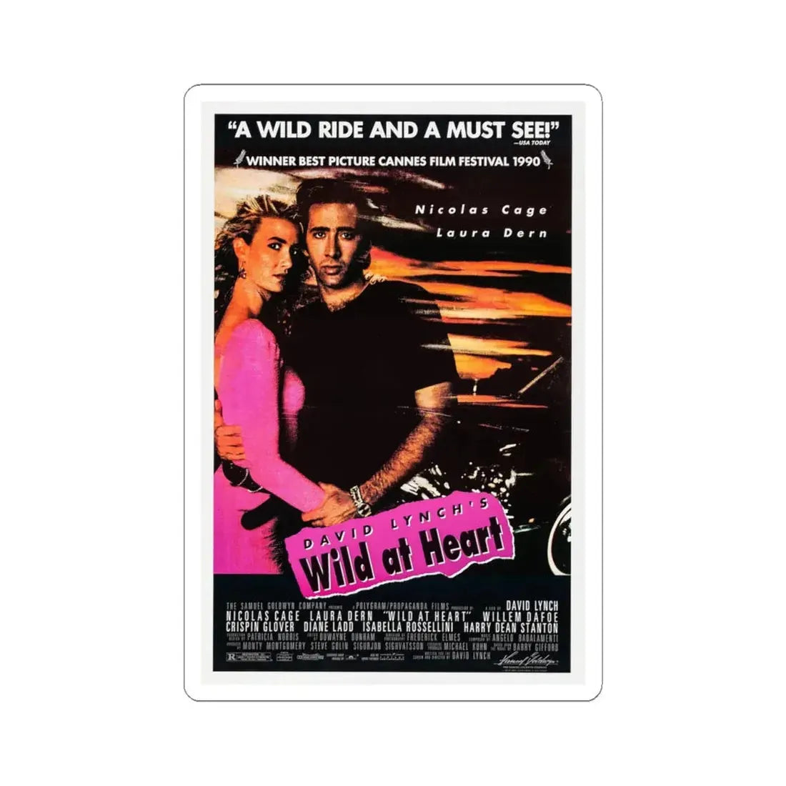 Wild at Heart 1990 Movie Poster - STICKER Vinyl Kiss-Cut Decal 4 Inch White - The Sticker Space