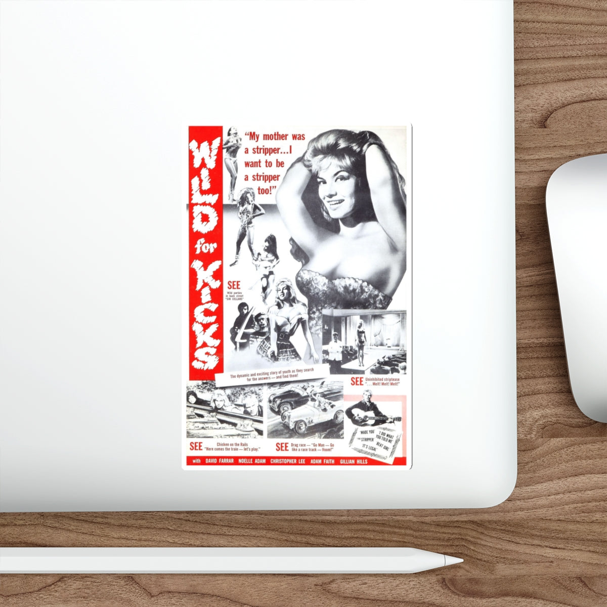WILD FOR KICKS 1960 Movie Poster STICKER Vinyl Die-Cut Decal-The Sticker Space