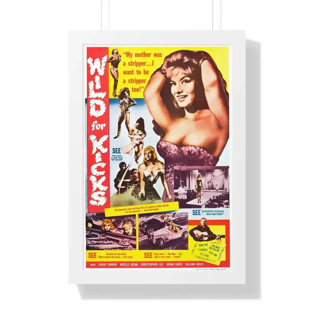 WILD FOR KICKS (2) 1960 - Framed Movie Poster 16″ x 24″ White - The Sticker Space