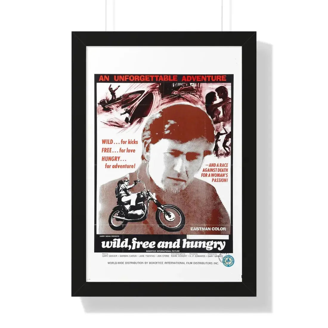 WILD FREE AND HUNGRY 1969 - Framed Movie Poster 16″ x 24″ Black - The Sticker Space