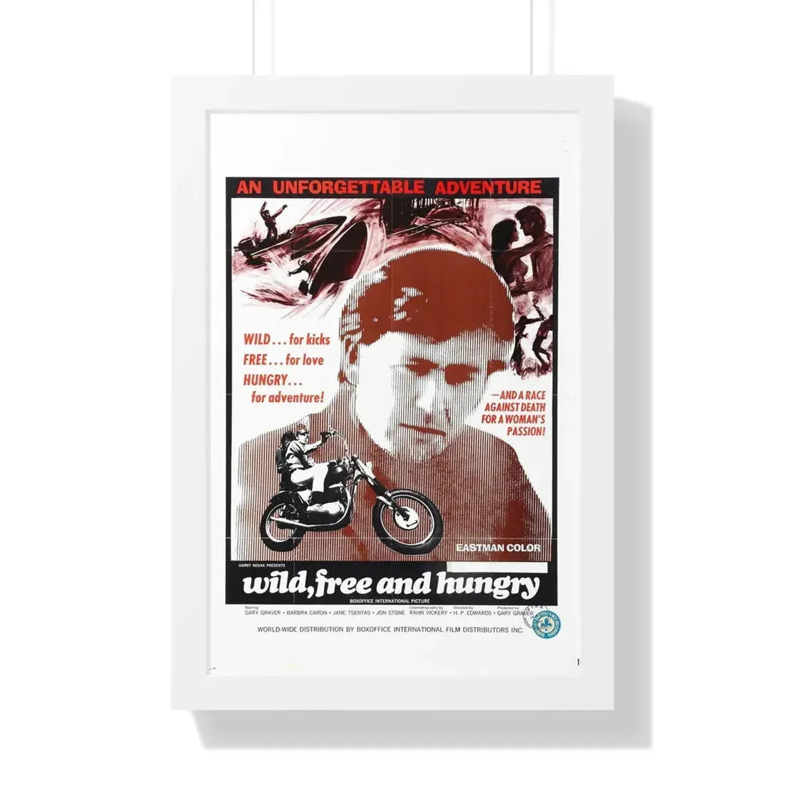 WILD FREE AND HUNGRY 1969 - Framed Movie Poster 16″ x 24″ White - The Sticker Space