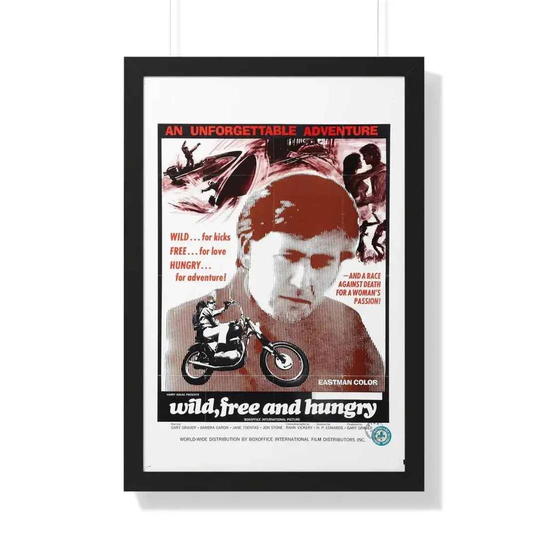 WILD FREE AND HUNGRY 1969 - Framed Movie Poster 20" x 30" Black - The Sticker Space