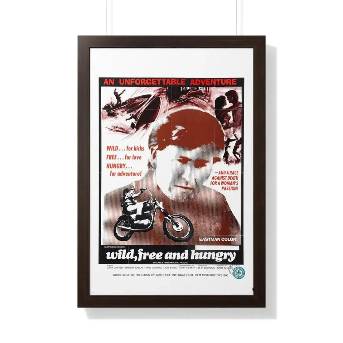 WILD FREE AND HUNGRY 1969 - Framed Movie Poster 20" x 30" Walnut - The Sticker Space