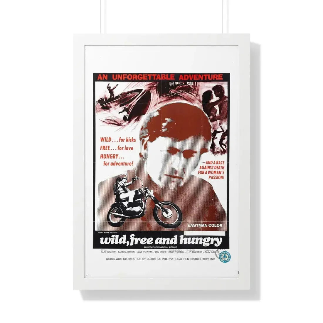 WILD FREE AND HUNGRY 1969 - Framed Movie Poster 20" x 30" White - The Sticker Space