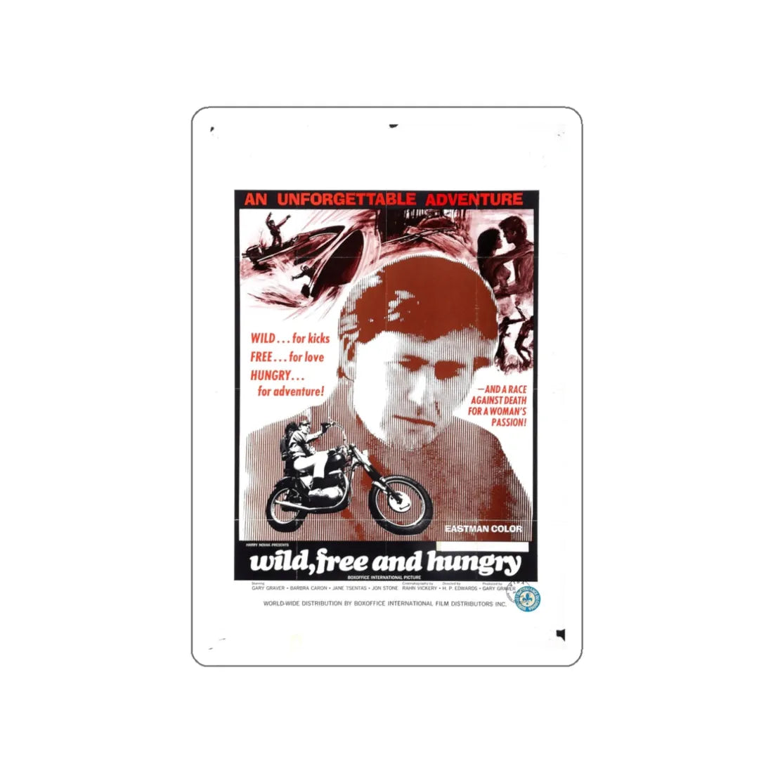 WILD FREE AND HUNGRY 1969 Movie Poster STICKER Vinyl Die-Cut Decal 3 Inch - The Sticker Space