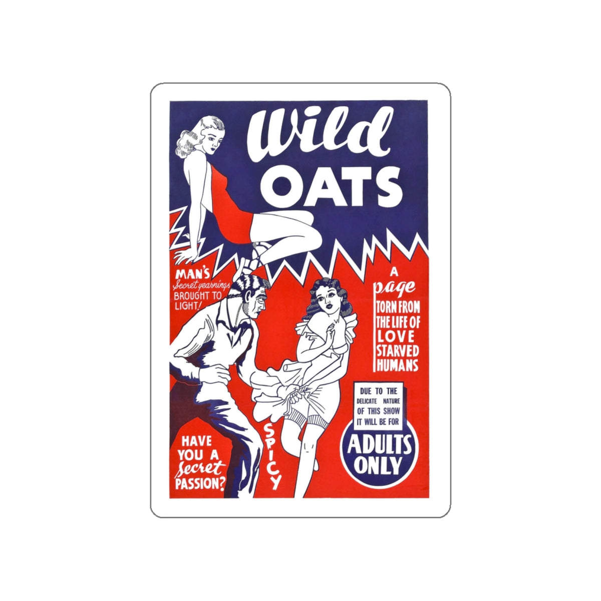 WILD OATS 1940 Movie Poster STICKER Vinyl Die-Cut Decal-White-The Sticker Space
