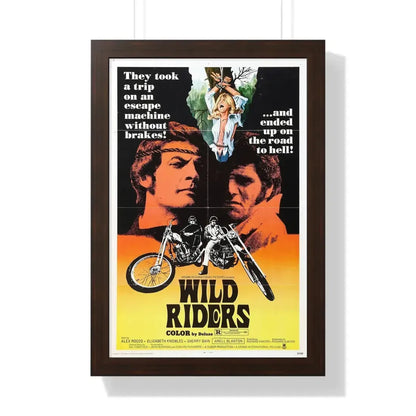 WILD RIDERS 1971 - Framed Movie Poster 16″ x 24″ Walnut - The Sticker Space