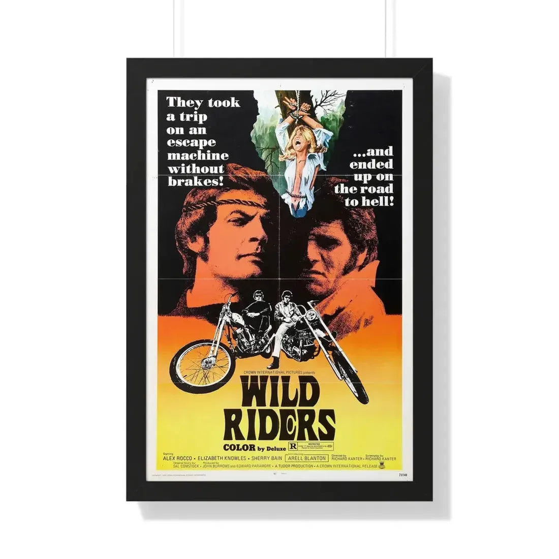 WILD RIDERS 1971 - Framed Movie Poster 20" x 30" Black - The Sticker Space