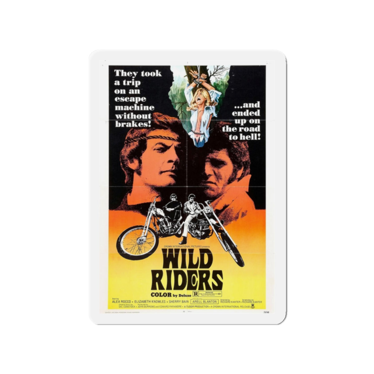 WILD RIDERS 1971 Movie Poster - Refrigerator Magnet-2" x 2"-The Sticker Space