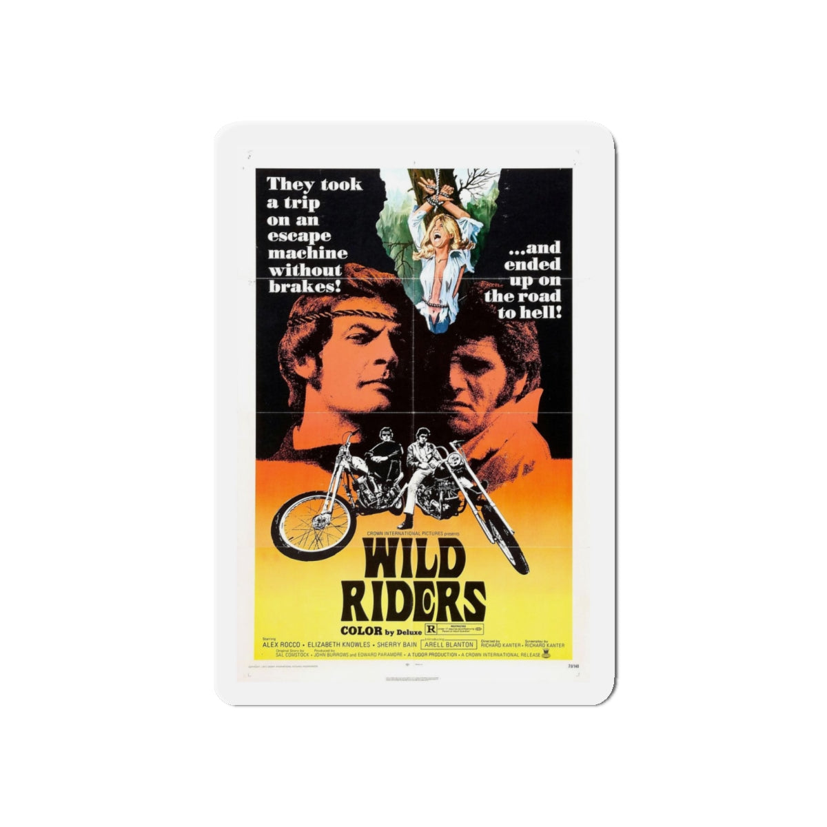 WILD RIDERS 1971 Movie Poster - Refrigerator Magnet-5" x 5"-The Sticker Space