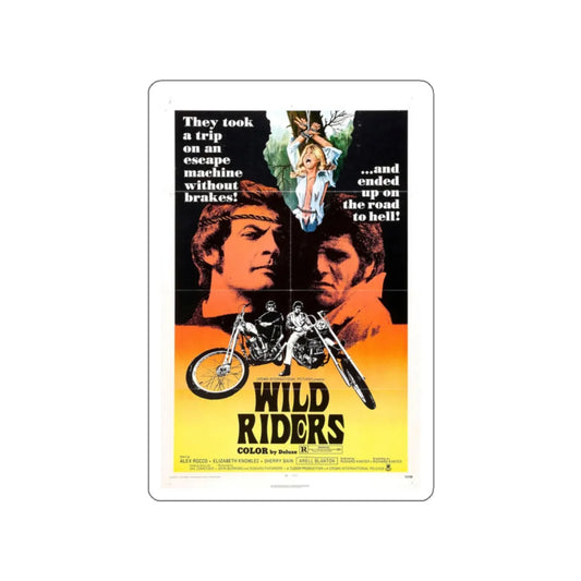 WILD RIDERS 1971 Movie Poster STICKER Vinyl Die-Cut Decal 2 Inch - The Sticker Space