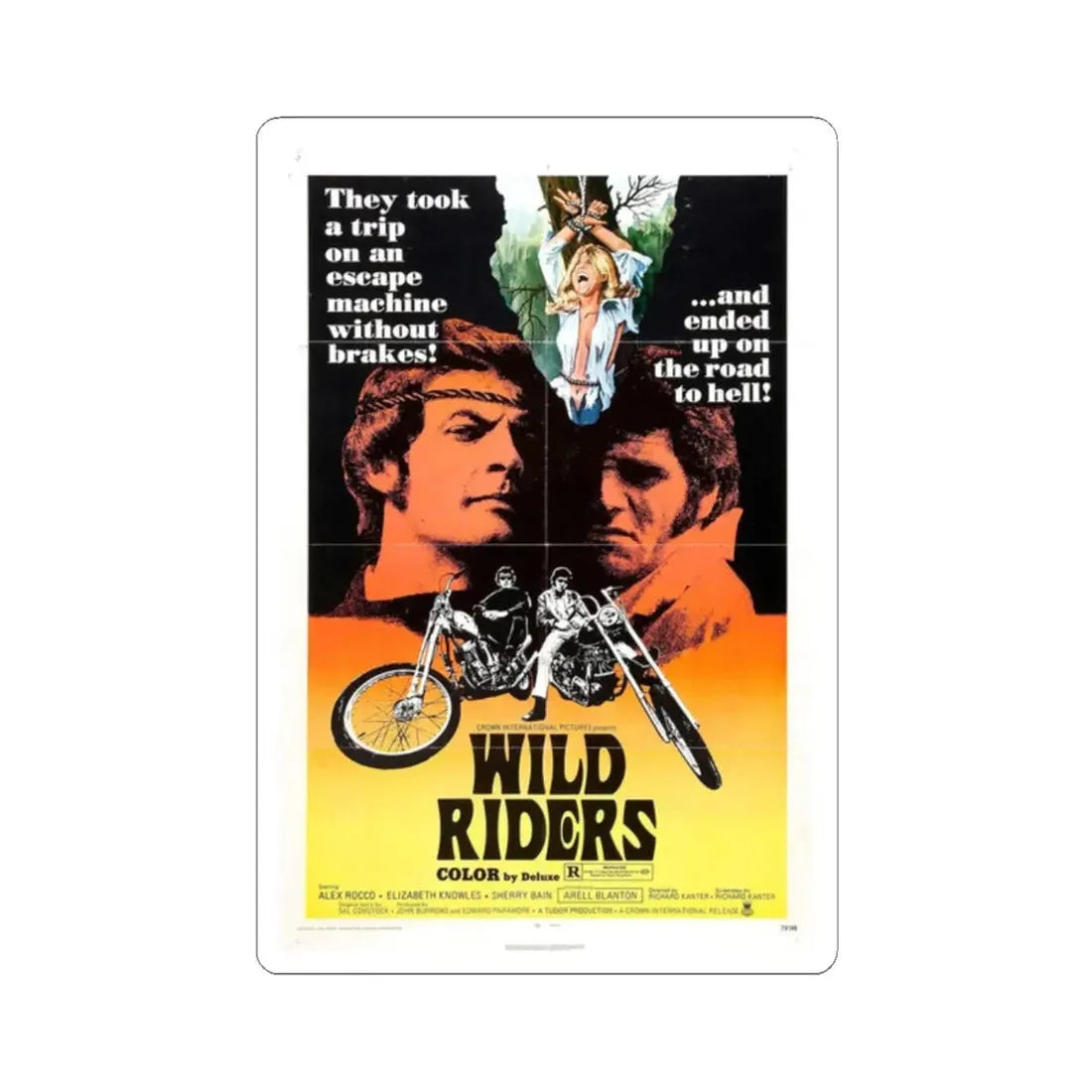 WILD RIDERS 1971 Movie Poster - STICKER Vinyl Kiss-Cut Decal 2 Inch White - The Sticker Space