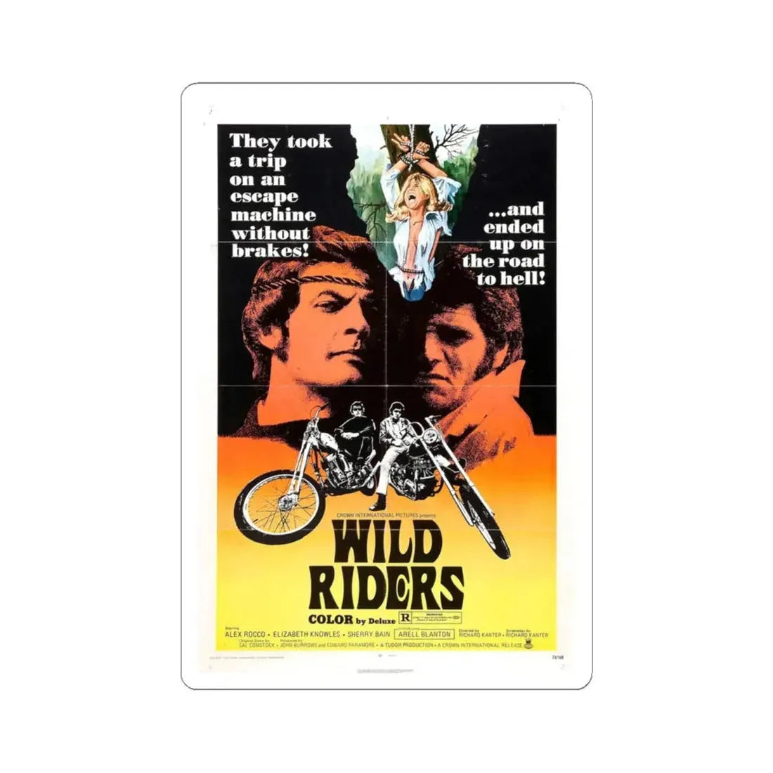 WILD RIDERS 1971 Movie Poster - STICKER Vinyl Kiss-Cut Decal 6 Inch White - The Sticker Space